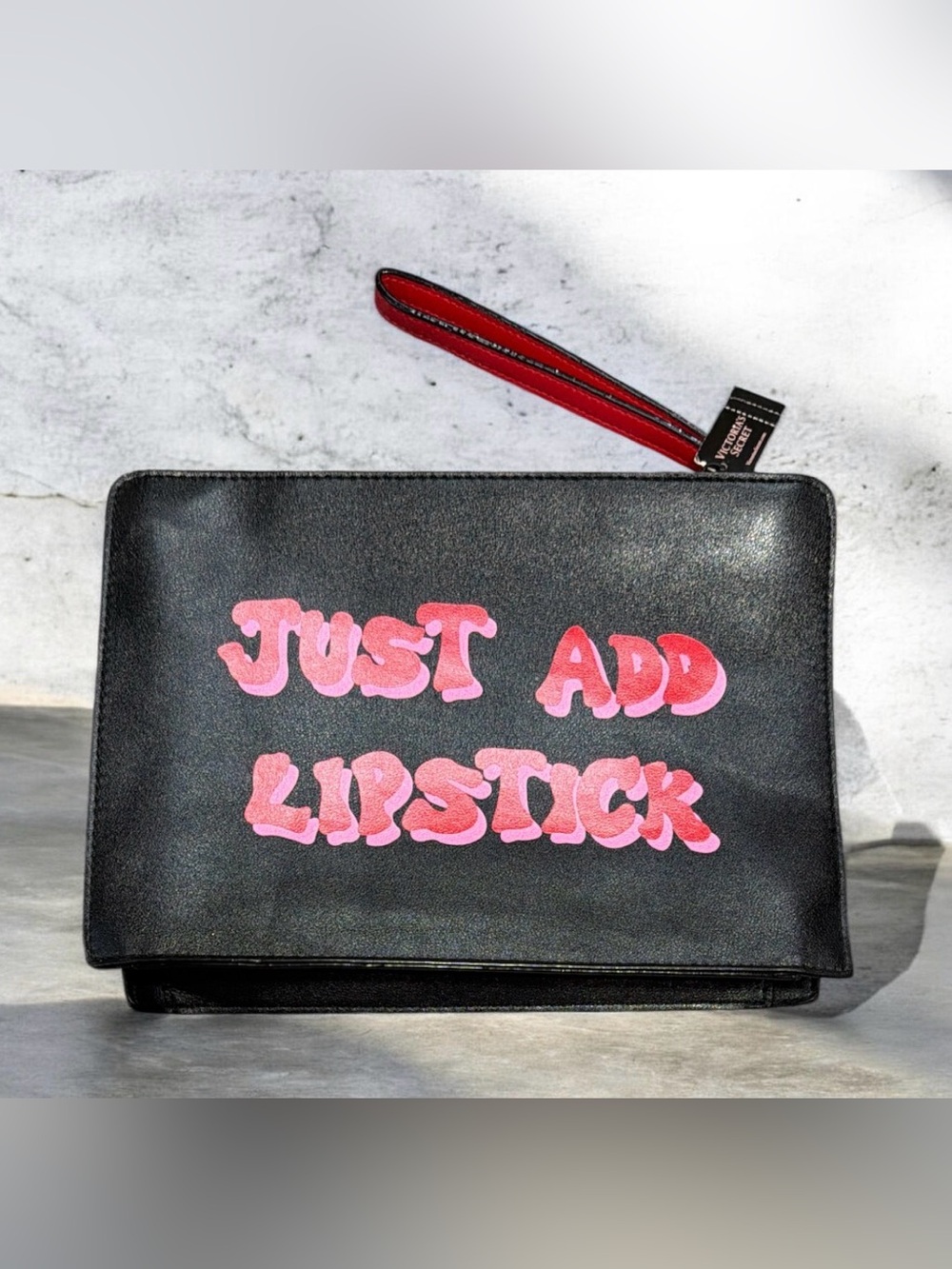 Victoria’s Secret Just Add Lipstick Double Sided Wristlet Pouch Bag NEW